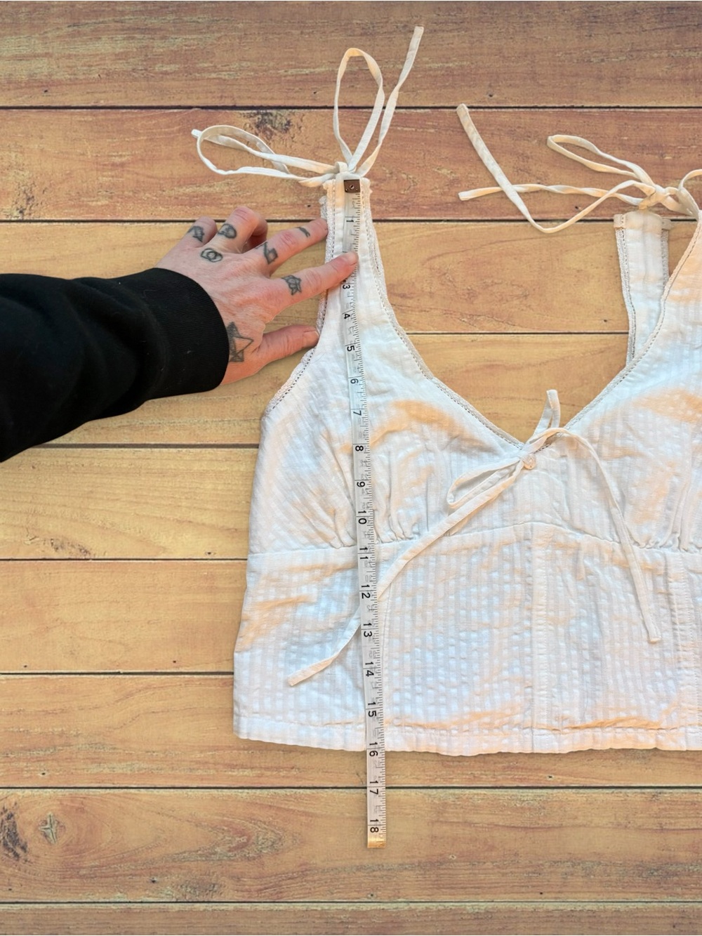 NWOT AE Tie Shoulder Corset White Tank Top Crop - Picture 6 of 6
